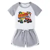Traje de verano 2023 para niños y niñas, pantalones cortos, camiseta de manga corta, conjunto deportivo informal de dos piezas