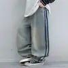 Jeans para Niños Estilo Primavera/Otoño 2026 Marca de Tendencia High Street Estadounidense Rogue Genial Rayas Retro Pierna Recta Suelta Pantalones Largos Tendencia