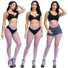 Meia-calça Arrastão Tendência Celebridade da Internet Jeans Rasgado Malha Pequena Malha Média Meia-calça Jeans Meias Femininas