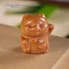 Palo de Rosa Sándalo Tallado Gato Colgante DIY Cadena de Teléfono Móvil Llavero Colgante de Coche Accesorios Sándalo Verde Dibujos Animados