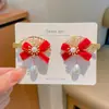 Grampo de Cabelo Vermelho Estilo Chinês Novo Ano Grampo com Borla Estilo Antigo Hanfu Acessório de Cabelo Laço para Meninas Ornamento de Cabelo Presilha de Cabelo