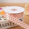 Fita de Poliéster Colorida com Bolinhas de Alta Densidade Estilo Coreano 2,5 cm Fita de Presente para Laço DIY Acessórios de Cabelo Faixa de Cabeça Roupas Decoração