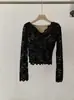 Camisa de Base Manga Longa Gola V Forrada com Fleece Omalai Estilo Puro Lust Renda na Barra com Bojo Sexy Justa 5680