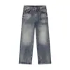 Muqiu Moda Masculina 2026 Outono Novo Calça Jeans Lavada Olho de Gato Masculina Cleanfit Calça de Barra Larga com Caimento