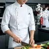 5103 Uniforme de chef estilo inglês com dois botões, manga longa, para equipe de cozinha, vestuário de trabalho para catering, traje de trabalho para cozinha, uniforme de chef, preto, coleção de outono