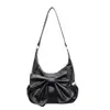 Bolsa Tote de Ombro Artística de Grande Capacidade Estilo Japonês de Nicho para Mulheres, Bolsa Transversal Doce e Elegante com Laço para o Dia a Dia
