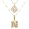 Amazon Transfronterizo Popular Collar con Colgante de Zircón Redondo Letra Inicial 26 Cadena de Clavícula en Capas Joyería Versátil de Moda