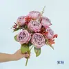 Rosa flor artificial decoração de casa ornamento arranjo de casamento arranjo de flores retrô buquê de rosa Ruyi de 7 cabeças flor artificial