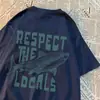 AliExpress Transfronteiriço Respeite o Povo Local Camiseta Estampa de Tubarão Camiseta Respirável Streetwear Camiseta de Alta Qualidade Camiseta Camiseta Verão