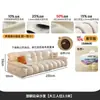Sofá de Couro Genuíno Urso Nuvem de Inverno, Estilo Francês Creme, Sala de Estar Vintage, Apartamento Pequeno, Sofá Preto Mid-Century Linha Reta Estilo Puff