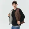 Colete Masculino de Lã Quente para Outono e Inverno, Bolso Interno, Colete Masculino com Botões Curtos Diamante 2161