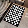 Tapete de chão de lama diatomácea minimalista moderno de tabuleiro de xadrez, tapete absorvente antiderrapante para banheiro, porta de banheiro, chuveiro