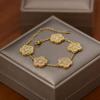 Pulsera Transfronteriza Nueva Europea y Americana de Circonita Amor Trébol de Cuatro Hojas Pulsera de Cinco Flores Lujo Ligero Moda Joyería de Moda para Mujer