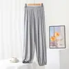 Calça anti-mosquito de cor sólida para o verão, nova calça modal soltinha para casa, calça casual fina da moda com punho, tamanho grande