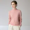 Suéter de Cashmere Espesso Novo Outono e Inverno Feminino Gola Meia Alta Malha Trançada com Toque de Lã Top Base Solto
