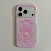 Funda rosa a rayas estilo anime de Melody la ovejita para teléfono móvil Apple iPhone17Promax 16pm dura