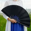 Um pé 33cm preto e branco anel vermelho ventilador preto puro ventilador de kung fu abertura e fechamento suave transfronteiriço leque dobrável antigo