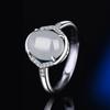 Anillo de jade en plata esterlina s925 con apertura de alta calidad con incrustaciones de ágata y calcedonia, joyería de jade para mujer.