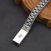 Atacado Pulseira de Prata Esterlina 925 Padrão de Grama Tang Trançada Grossa Moda Masculina Prata Tailandesa Joia Antiga Retro
