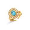 Anillo abierto de acero inoxidable turquesa para mujer, estilo europeo y americano, con diseño de mano de acero de titanio y diamantes retro transfronterizos.