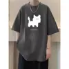 Vbe Camiseta de Verano de Moda para Hombre Tendencia Vino Top Manga Corta Ropa Roja Manga Corta Manga de Tres Cuartos Diseño de Píxeles