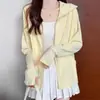 Chaqueta Protectora Solar de Seda de Hielo para Verano 2025 para Mujer, Abrigo Delgado Holgado Transpirable de Color Sólido para Verano