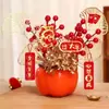 Decoraciones de Año Nuevo, Adornos de Caqui, Flores de Nochevieja, Flores Artificiales, Arreglos de Flores Artificiales, Arreglos Florales, Frutas Rojas, Frutas de la Fortuna, Cubos de la Fortuna