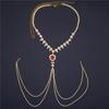 Europa y Estados Unidos nueva cadena para pezones sexy con borlas collar de corazón rojo cadena corporal divertida accesorios de diamantes de imitación al por mayor