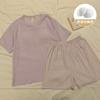 Pijama para Mulheres Novo Algodão Nuvem Verão com Bojo Manga Curta Gola Redonda Conjunto Casual Tamanho Grande Solto Roupa de Casa Feminina