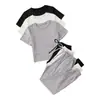Pijama de Canalé Estilo Ruso Europeo y Americano para Mujer, Conjunto de Seis Piezas de Camiseta de Manga Corta Cuello Redondo de Terciopelo Alemán y Pantalones Largos Ropa de Casa Pijama