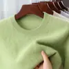 Suéter 100% Lã Pura Novo Outono e Inverno Masculino Gola Redonda Cor Sólida Suéter Pulôver Casual de Negócios Solto Camisa de Base Tricotada