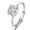 Anillo transfronterizo de plata esterlina S925 de 1 quilate con cabeza de vaca simple de Europa y Estados Unidos, anillo de diamantes Mosan para mujer, joyería de mano viva al por mayor