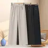 Pantalones para mujeres de mediana edad y mayores, pantalones mom, primavera, otoño, invierno, holgados, forrados de polar, pantalones para mujeres mayores, cintura elástica, pierna recta, pantalones de abuela de 60 años