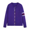 Cárdigan de punto a rayas estilo universitario para mujer, otoño e invierno, cuello redondo, botones metálicos, abrigo suéter holgado, múltiples colores, en stock