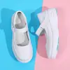 Zapatos de Enfermera en Stock para Mujer, Otoño, Suela Blanda, Transpirables, Antideslizantes, Piel Genuina, Blancos, Zapatos de Trabajo Médico, Comercio Exterior Transfronterizo, Dropshipping de Una Pieza