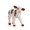 Figura de ternero marrón y blanco Modelo realista de animal de granja de PVC Juguete de vaca en miniatura para niños Juego educativo y decoración de granja 85cm