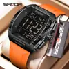 Popular Reloj Electrónico Sanda con Forma de Barril y Pantalla Única, Despertador Impermeable, Reloj de Pulsera para Estudiantes, Reloj Multifuncional con Esfera Grande, Dropshipping