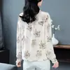 Camisa de Gasa Estampada Tops para Mujer 2025 Primavera y Otoño Nueva Camisa Fina de Manga Larga para Mujer
