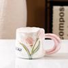 Taza de cerámica creativa con forma de tulipán, regalo de mano, taza de agua y café de alta calidad para parejas, regalo para el Día del Maestro