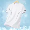Camiseta Masculina de Seda de Gelo Manga Curta Verão 2024 Nova Chegada Solta Gola Redonda Casual Camisa Pequena Secagem Rápida Fina Praia Manga Meia Camisa