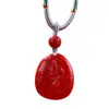 Collar con Colgante de Arenisca Roja Cinnabar de Alto Contenido para Mayorista, Guan Gong, Guan Yu, Guan Er Ye, Cadena para Suéter