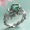 Anillo de Diamante con Forma de Hoja Europeo y Americano de Venta Caliente Transfronteriza Anillo para Mujer Retro Exagerado Simple Personalizado Anillo para Mujer al por Mayor