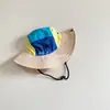 Aimo Beibei Sombrero de Pescador Estilo Aventura al Aire Libre para Niños y Niñas Bloques de Color Tendencia Moda Primavera y Verano 2026 Sombrilla Sombrero para Senderismo
