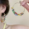 "Cristal de Verano" Aretes de Aro Redondos Envueltos en Perlas de Aguja de Plata, Aretes Frescos y Dulces, Aretes de Nicho de Alta Gama para Mujer