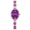 Comercio exterior nuevo trigo diamante reloj dama pétalos hojas mujer reloj cuarzo pulsera violeta mayoreo