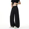 Pantalones de vestir holgados de pierna recta para hombre, de verano, de corte ancho, deportivos casuales, largos, en negro y gris