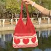 Nova Bolsa Simples de Tecido, Bolsa de Ombro de Grande Capacidade, Moda Versátil Estilo Coreano Celebridade da Internet, Bolsa de Crochê Vazada para Mulheres