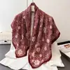 Pañuelo Cuadrado Grande de Seda Artificial Inspirado en Camelia, Chal Estampado Vintage, Bufanda para el Cuello, Bufanda de Mujer con Patrón de Espiga, Pañuelo para la Cabeza