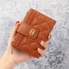 Celebridad de Internet Cartera Corta para Mujer Moda Europea y Americana Bordada Rombo Pequeña Cartera Hebilla de Cremallera Compartimento para Múltiples Tarjetas Billetera para Monedas Tendencia