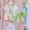 Conjunto de Verano 2026 para Niñas Nuevo Estilo Infantil Manga Corta Shorts Conjunto de Dos Piezas Elegante Dibujos Animados Casual Moderno Camiseta para Niñas